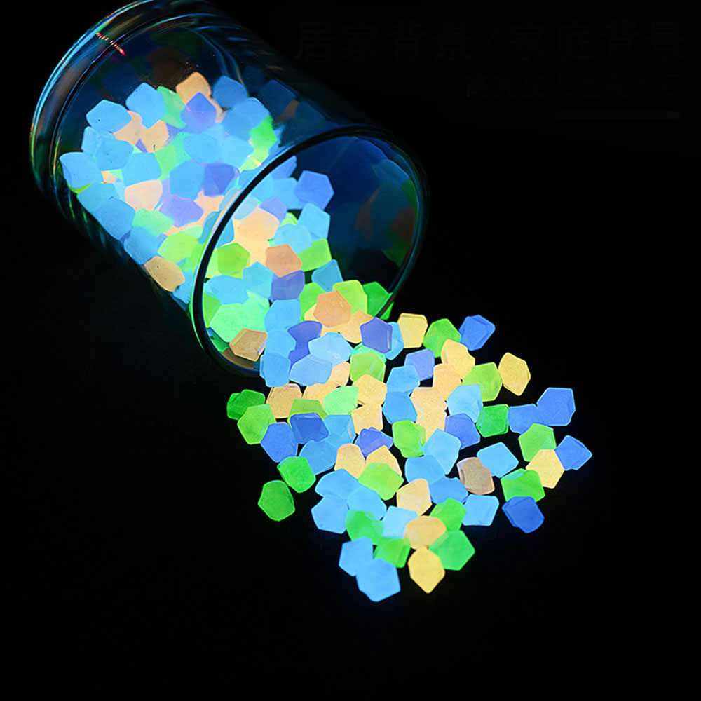 Aquarium Fish Glow In The Dark - 100 Buah 14*11Mm Kerikil Gelap Luar