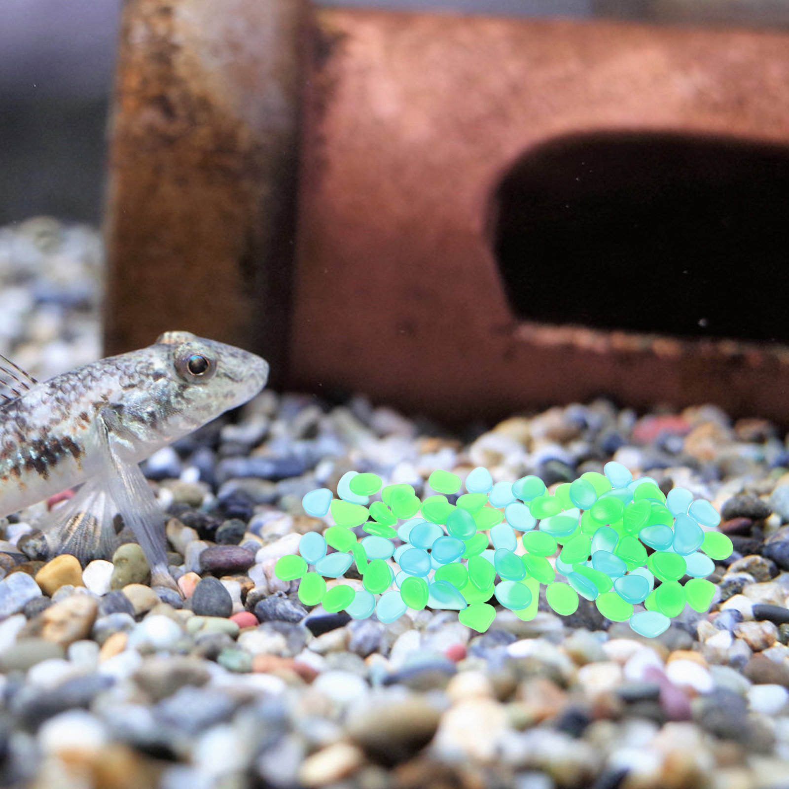 Aquarium Fish Glow In The Dark - 100 Buah Kerikil Resin Menyala Dalam