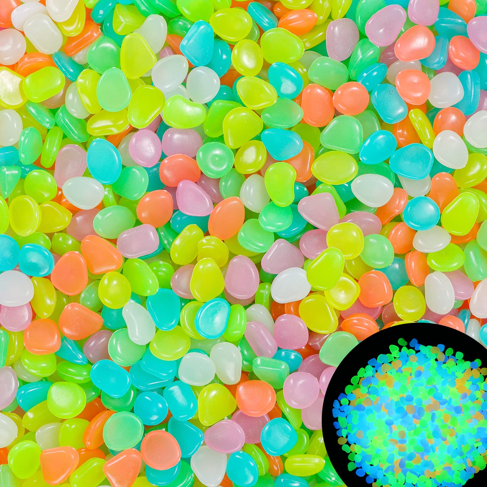 Aquarium Fish Glow In The Dark - 100 buah kerikil taman menyala dalam