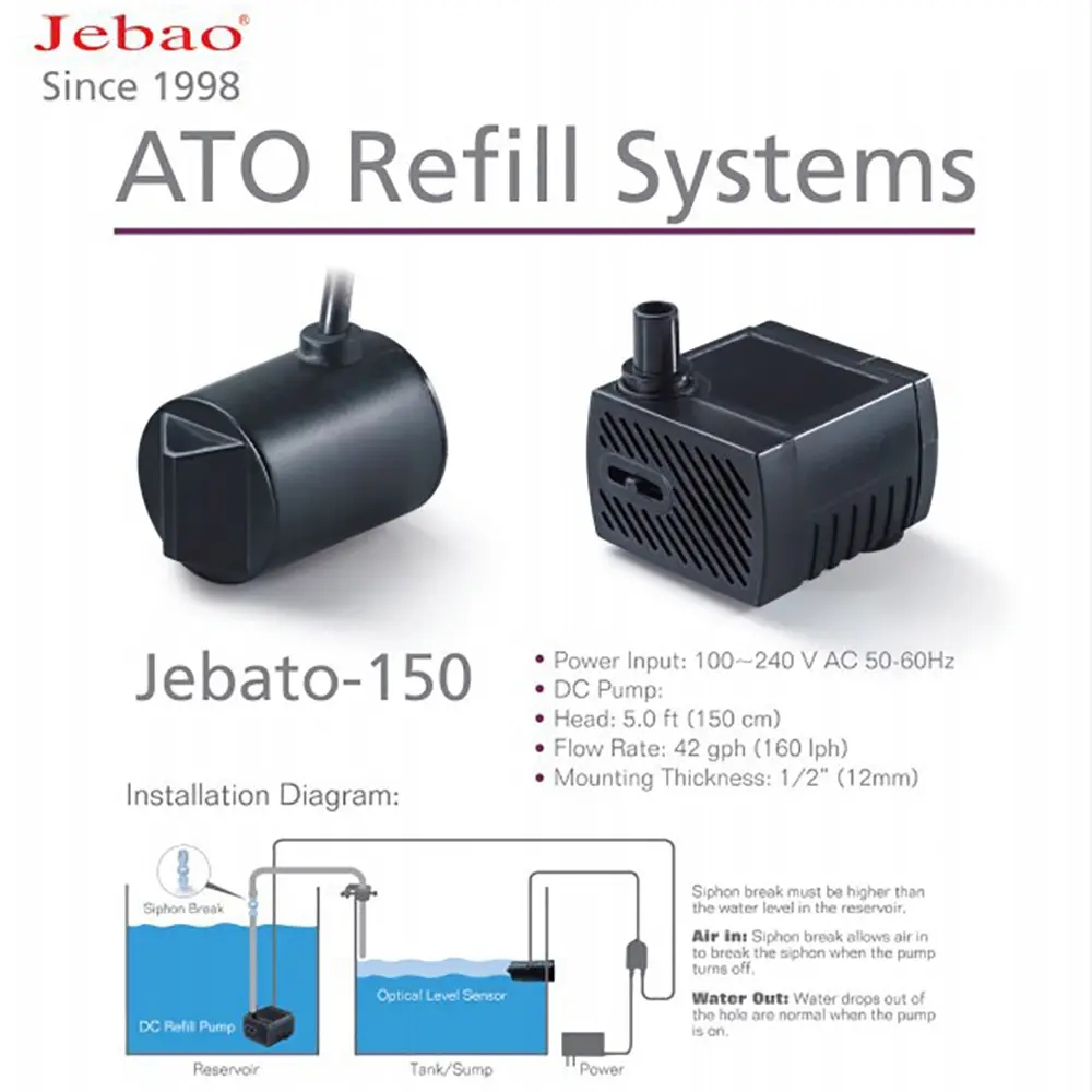 Jebato-150 ATO Sistem Isi Ulan - Aquarium Auto Top Off ulasan dan harga
