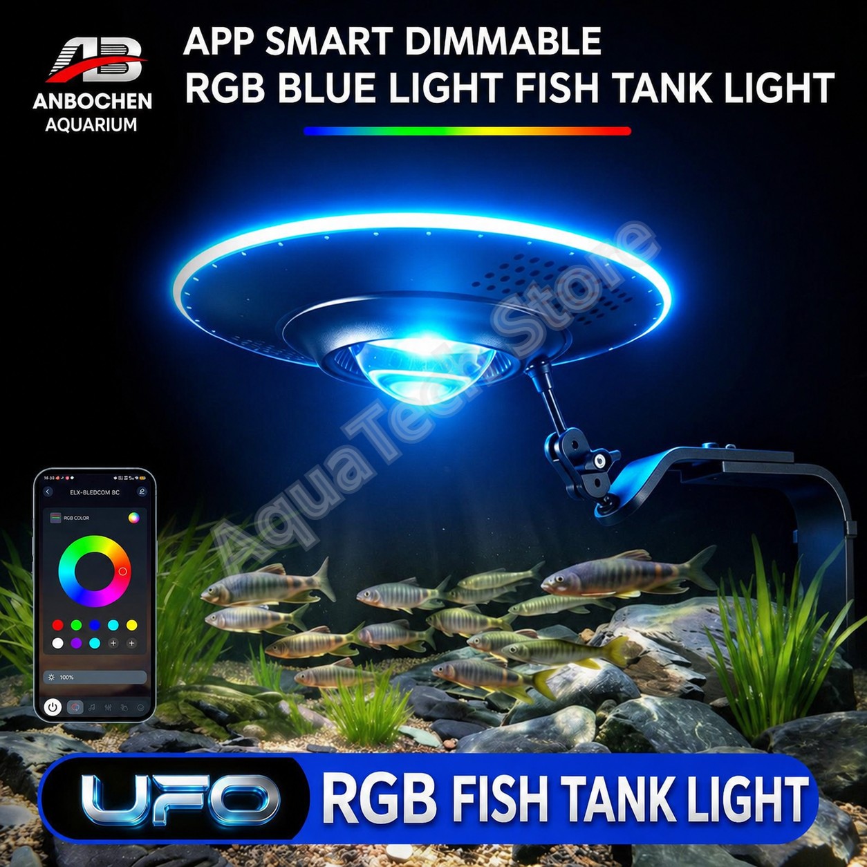 ANBOCHEN UFO RGB LED Lampu Aku - Aquarium Fish App ulasan dan harga
